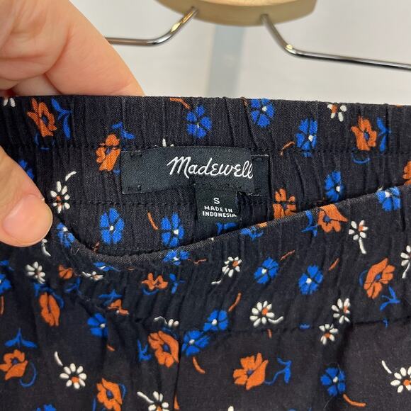 MADEWELL Sz S Prairie Posies Track Trouser Pants Prairie Floral True Black Blue - Picture 3 of 8
